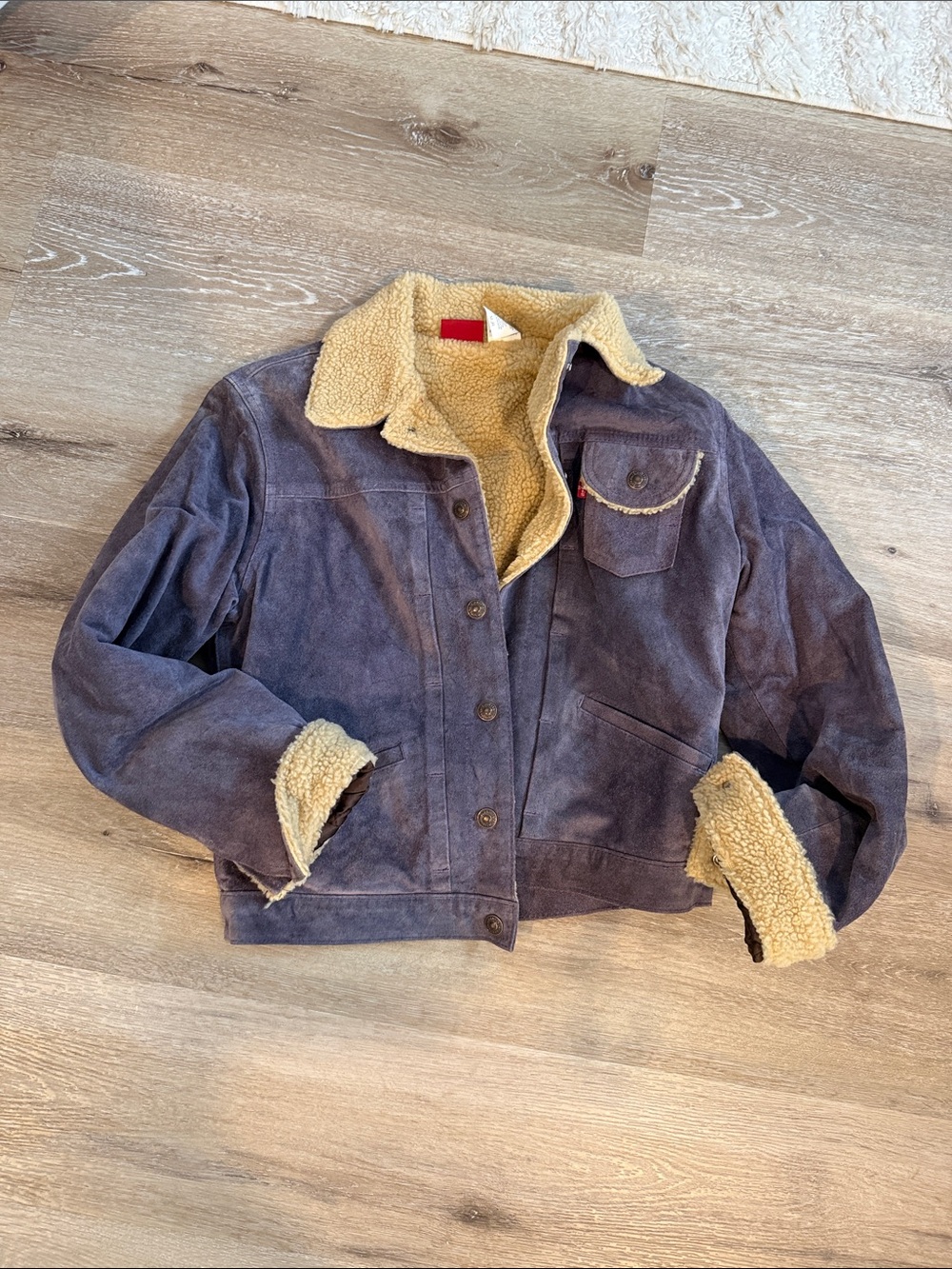 Levi's Purple Suede Teddy Jacket with Tan Sherpa Trim
